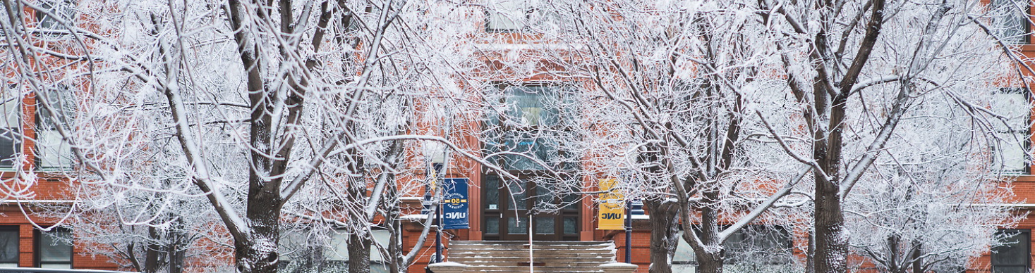 UNC campus in the snow